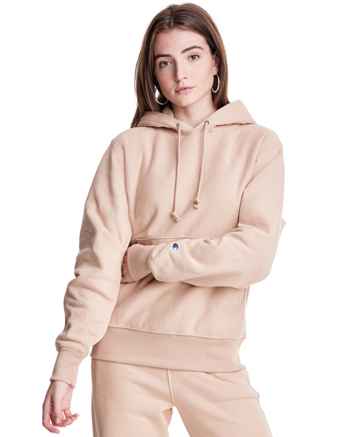 Champion Womens Hoodie NZ - Reverse Weave Boyfriend Beige ( 4938-UIOFR )